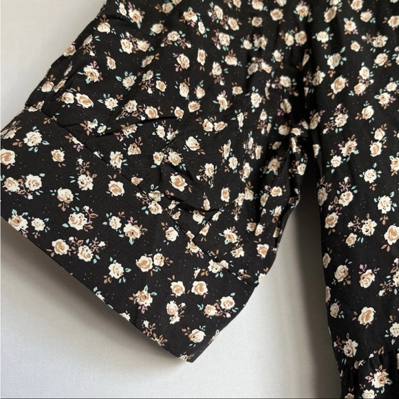 Natural Life Rebecca Midi Dress Black Cream Roses Sz XL NWT Empire Waist Flowy - Picture 13 of 16